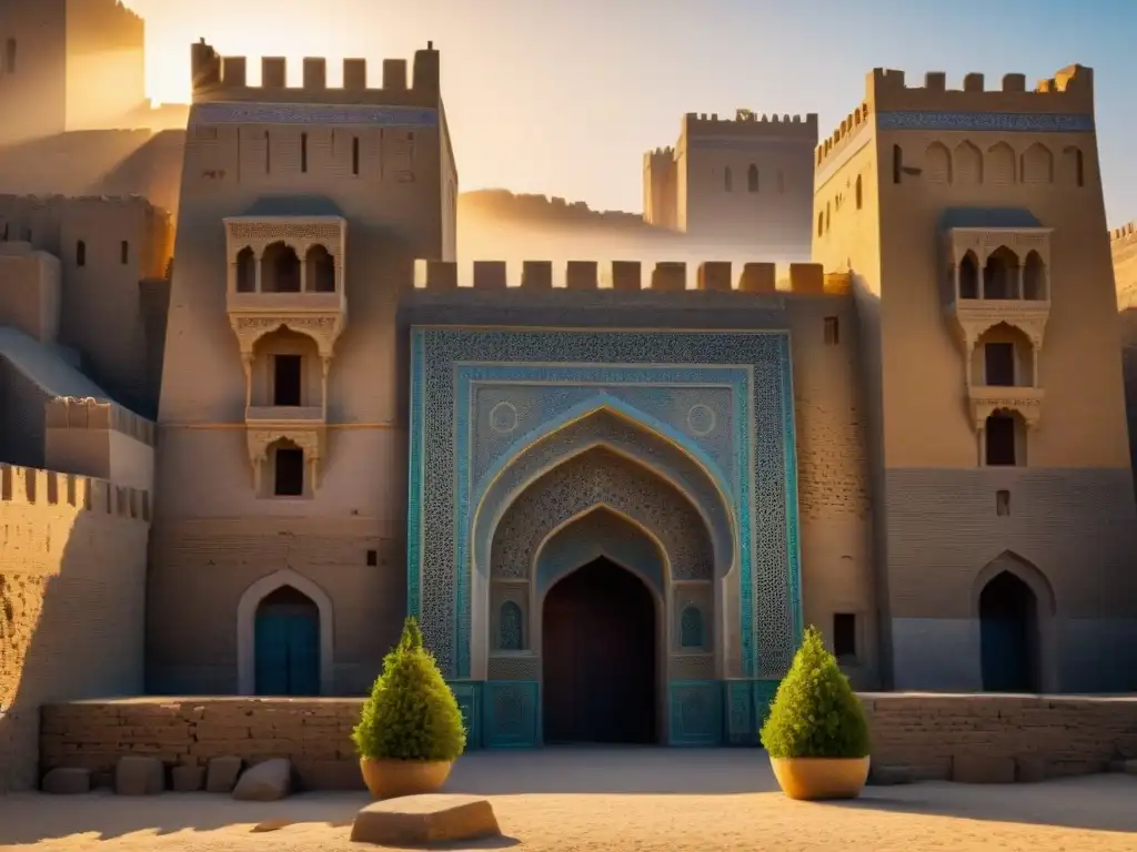 Castillo enigmático en Asia: detallada imagen de la antigua fortaleza de Bam en Irán al atardecer