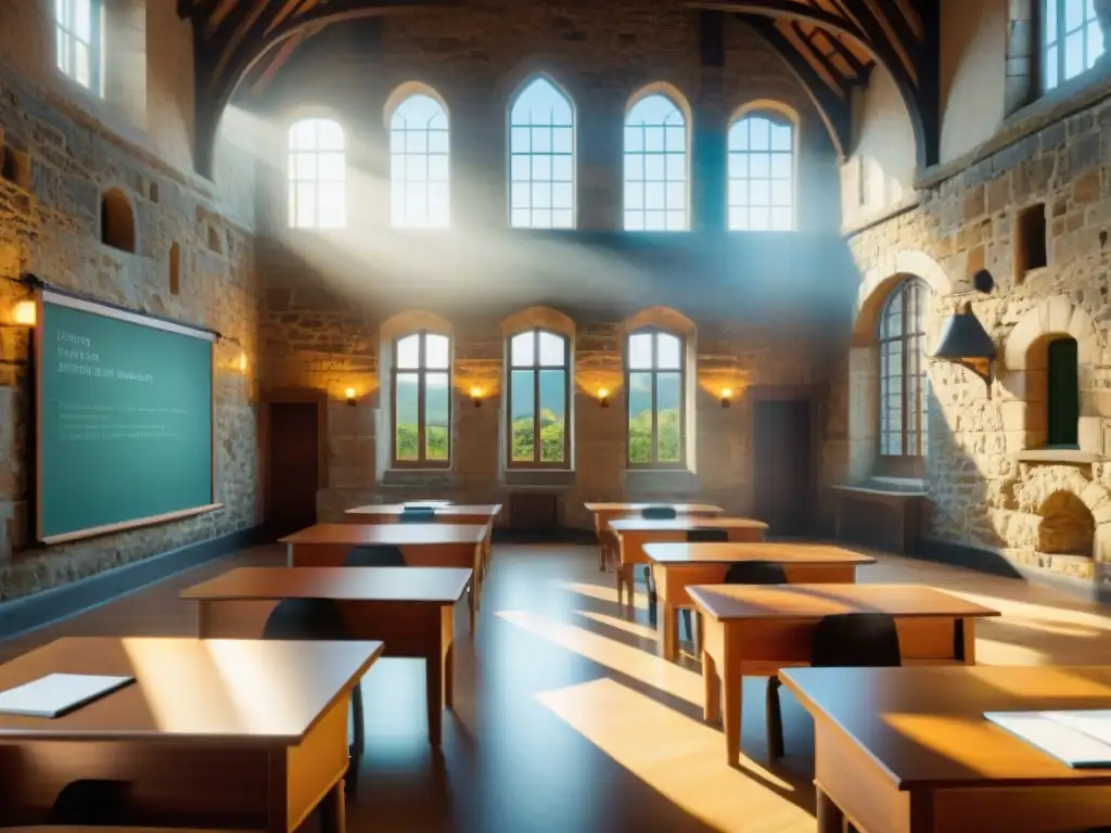 Castillo histórico transformado en aula: fusión de historia y modernidad en un ambiente educativo único