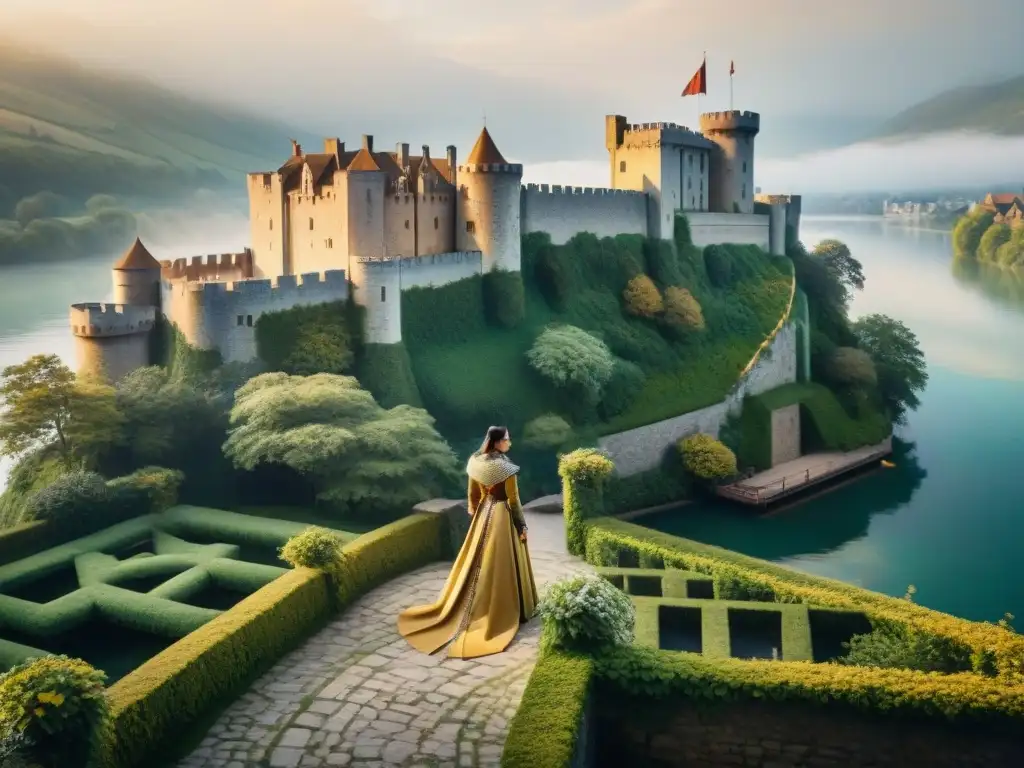Castillo medieval: fusión histórica y moderna en 8k Castillo medieval con comodidades modernas: fusión de historia y confort en un entorno idílico junto al lago