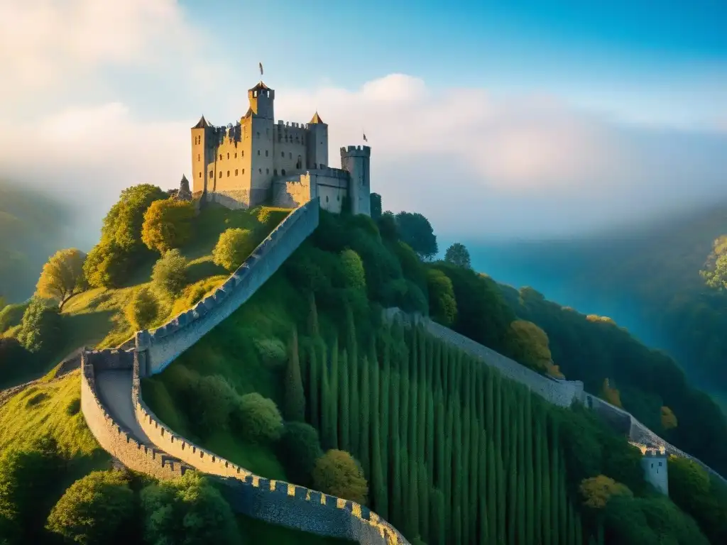 Un castillo milenario rodeado de naturaleza exuberante bajo un cielo azul, un testimonio de la preservación castillos decisiones gubernamentales