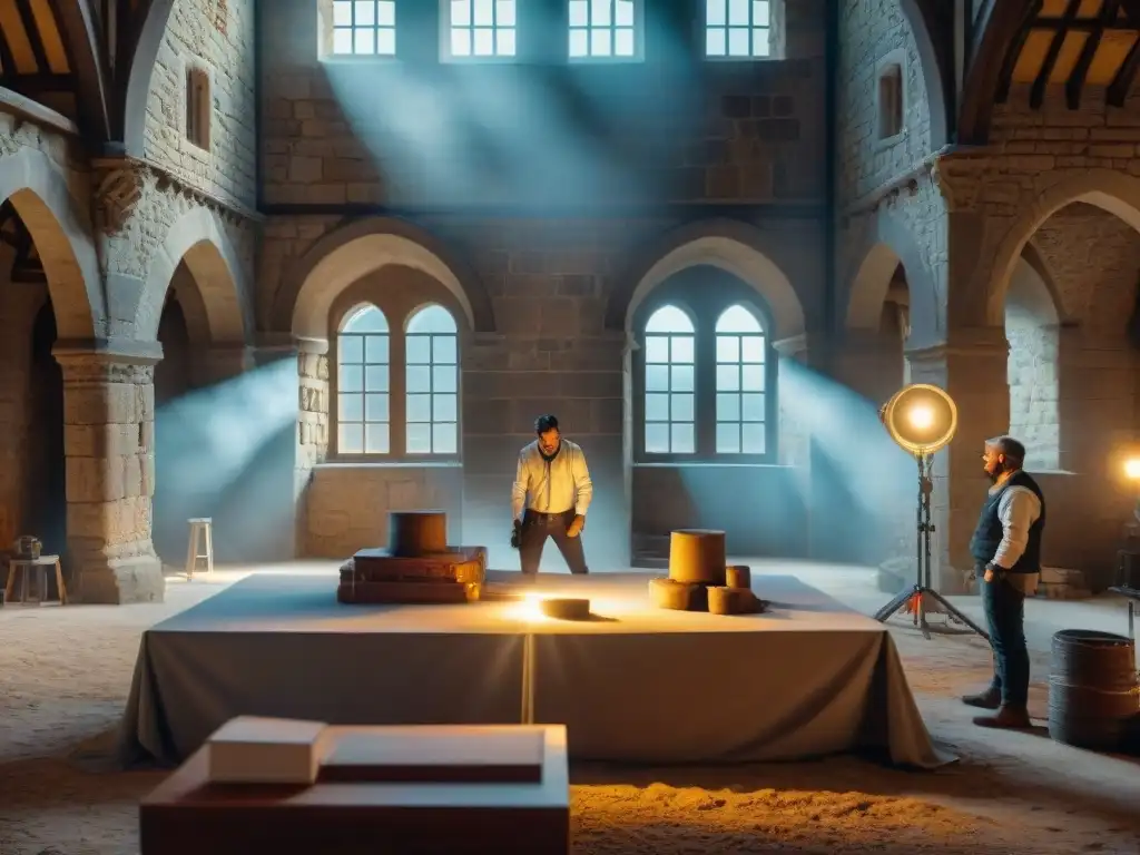 Restauración de castillo medieval: fusión de lo antiguo y lo moderno Transformación de castillos en hogares: Artesanos restaurando un castillo medieval para convertirlo en una lujosa residencia moderna