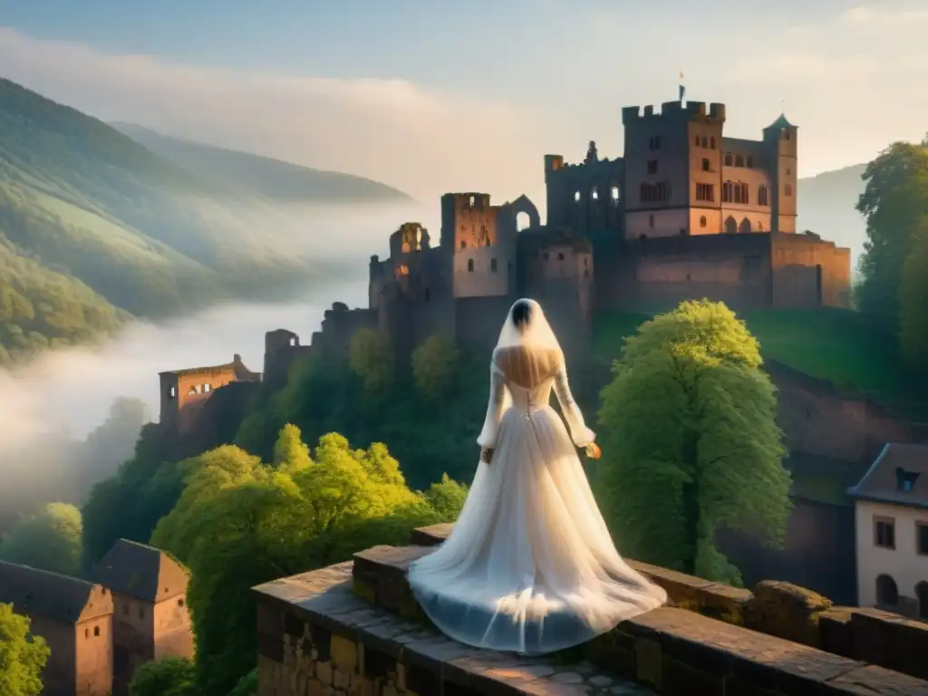 La Dama Blanca: Luz misteriosa en Castillo de Heidelberg La Dama Blanca, Espíritu eterno Castillo Heidelberg, envuelta en misteriosa luz al amanecer