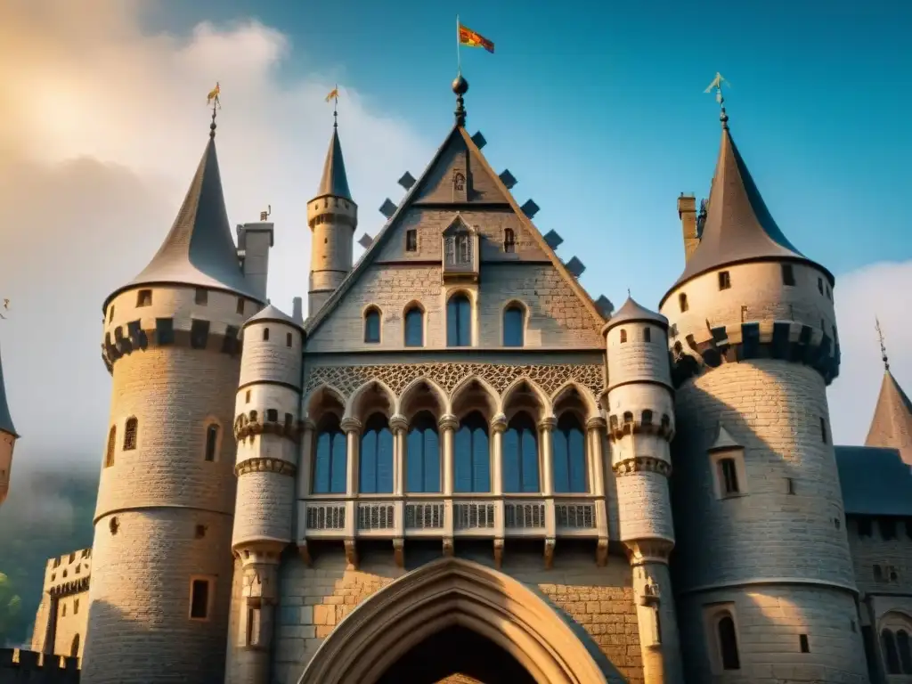 Escultura detallada de castillo gótico medieval Detallada escultura gótica de un castillo medieval con torres imponentes y decoraciones intrincadas, resaltando su belleza arquitectónica