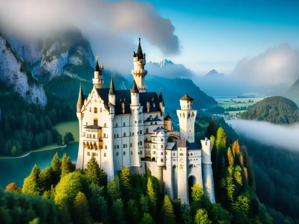 Modelo detallado del Castillo Neuschwanstein en 8k Un detallado modelo del majestuoso Castillo de Neuschwanstein en Alemania, capturando la esencia de castillos medievales
