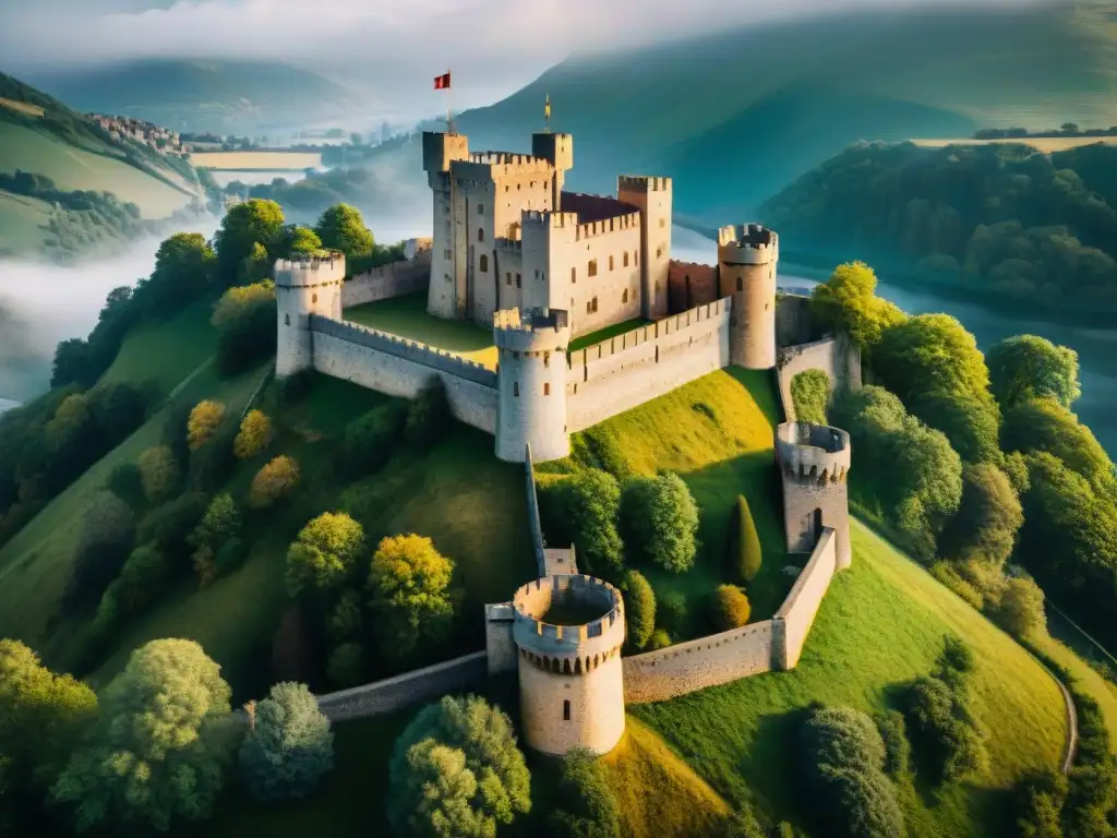 Castillo medieval: detalles defensivos impresionantes Detalle de la arquitectura defensiva de un castillo medieval, diseñado para resistir múltiples invasores