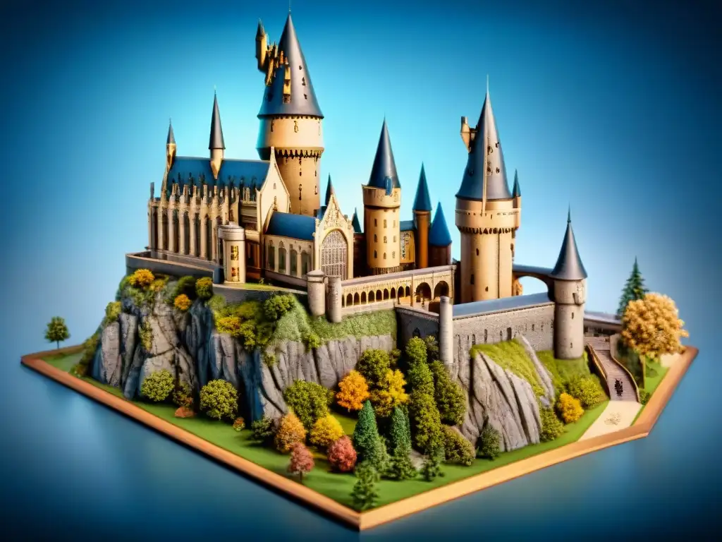 Detalle mágico del castillo Hogwarts con análisis profundo del diseño arquitectónico