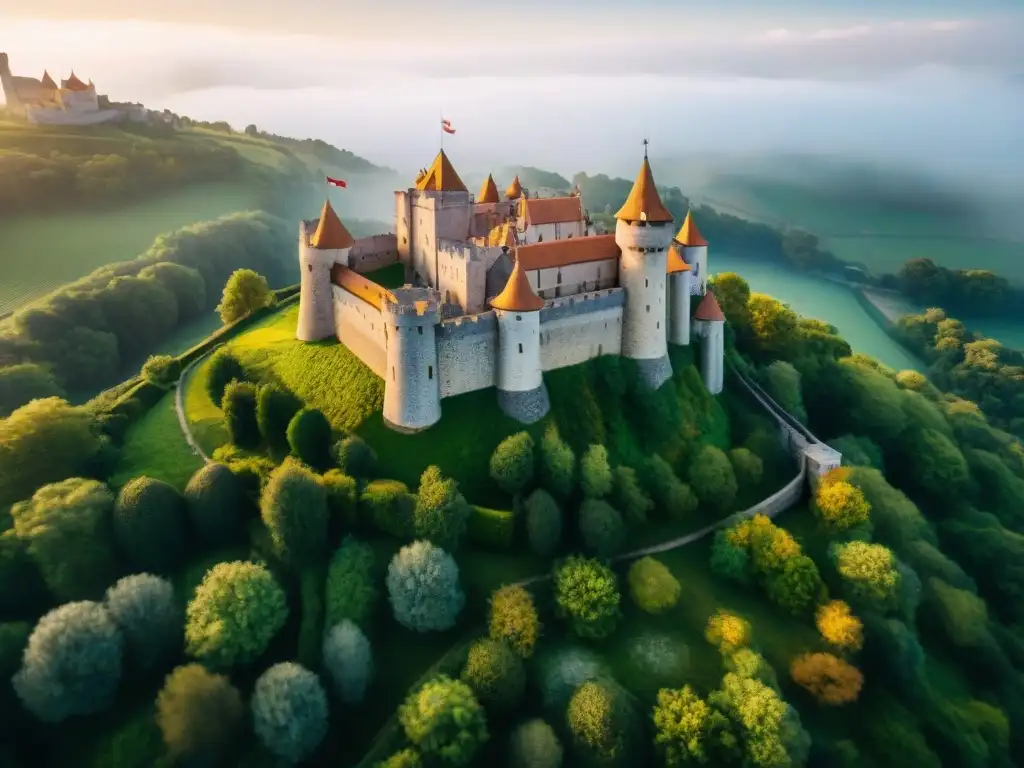 Exploración aérea: Dron revela secretos de castillo medieval Dron sobrevuela castillo medieval revelando secretos arquitectónicos