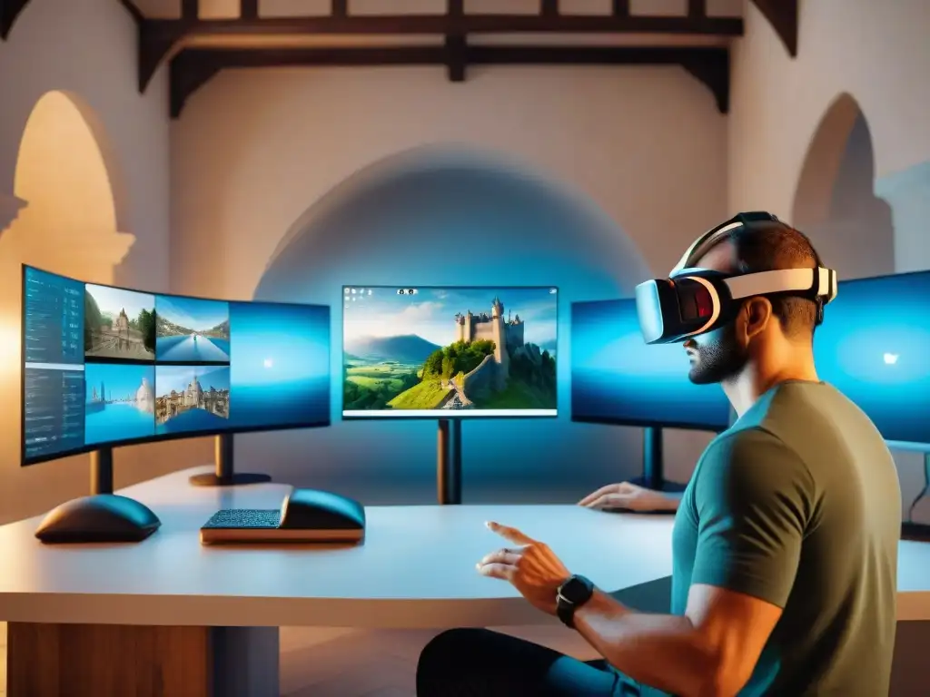 Realidad virtual reconstruyendo castillos medievales Equipo de Realidad Virtual inmerso en la reconstrucción de castillo medieval