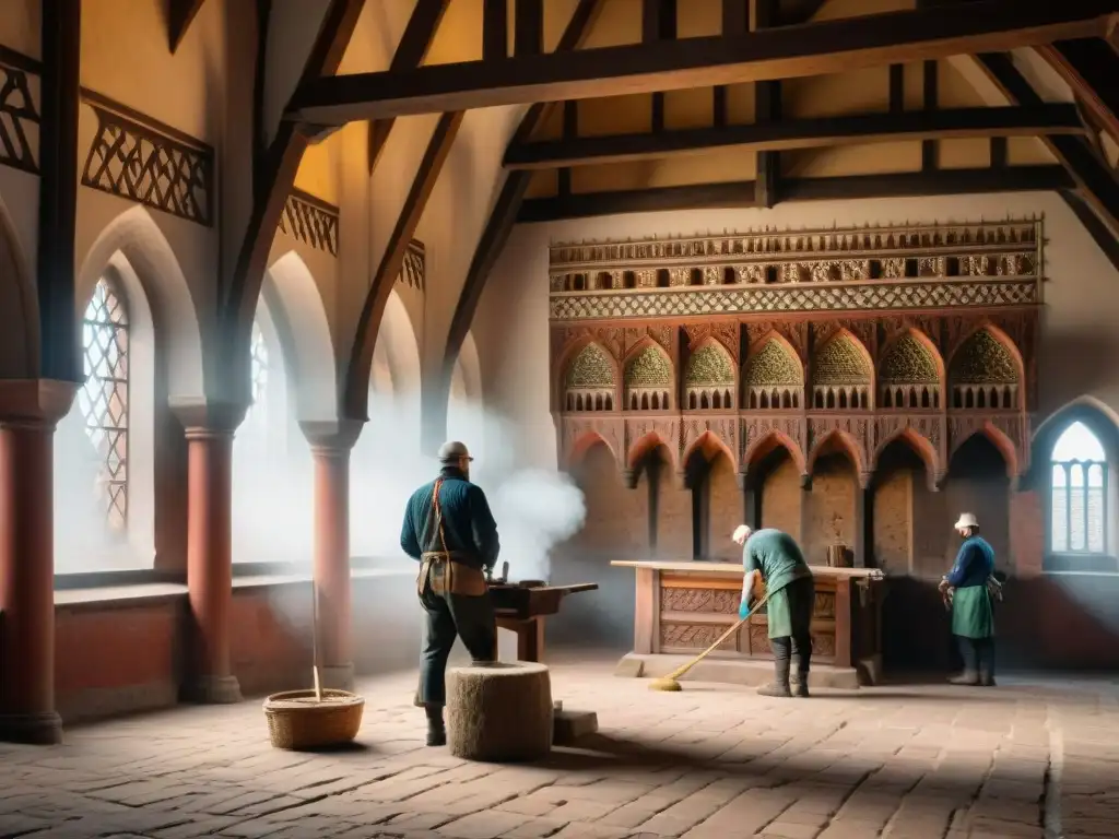 Restauración minuciosa en el Castillo de Malbork Expertos en restauración trabajan con detalle en el complejo Castillo de Malbork, reviviendo su esplendor histórico