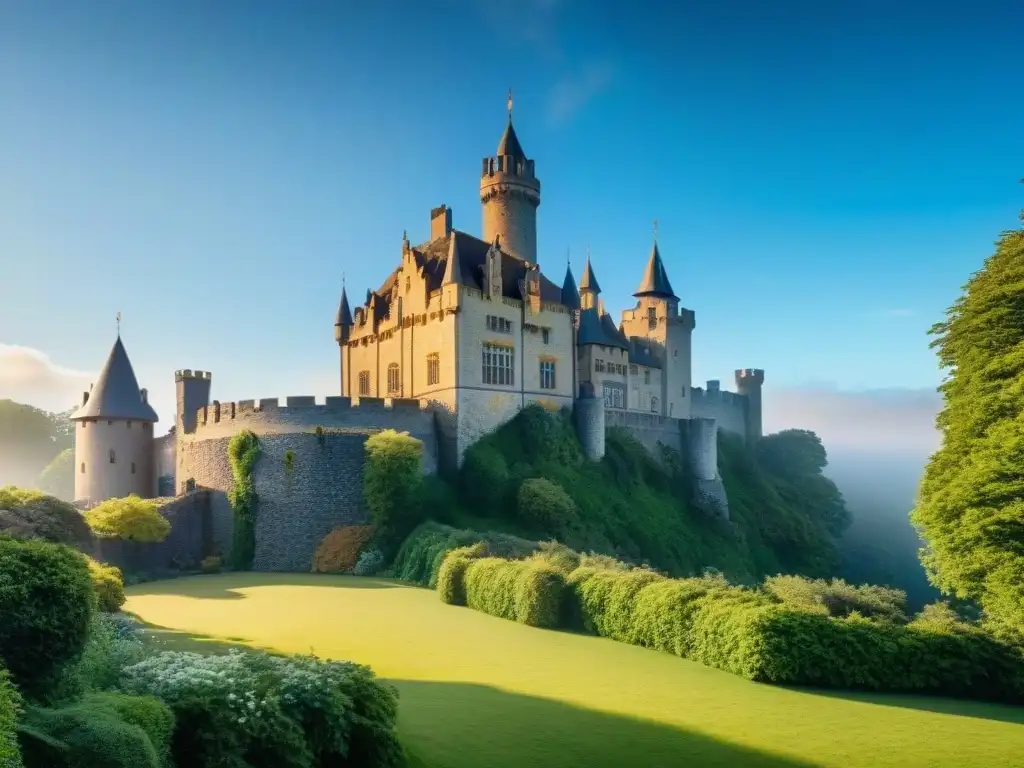 Castillo histórico: majestuosidad y vida en un paisaje verde Financiamiento para castillos históricos: Majestuosidad ancestral entre vegetación exuberante y cielo azul