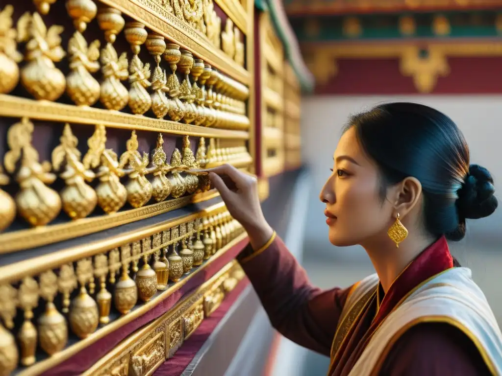 Hábiles artesanos restauran detalles dorados en el Palacio de Potala, revelando secretos de su historia y belleza