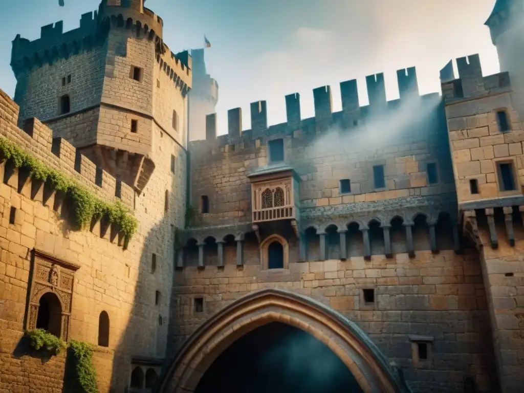 Intrincados detalles arquitectónicos de un castillo medieval con riquezas en castillos historia