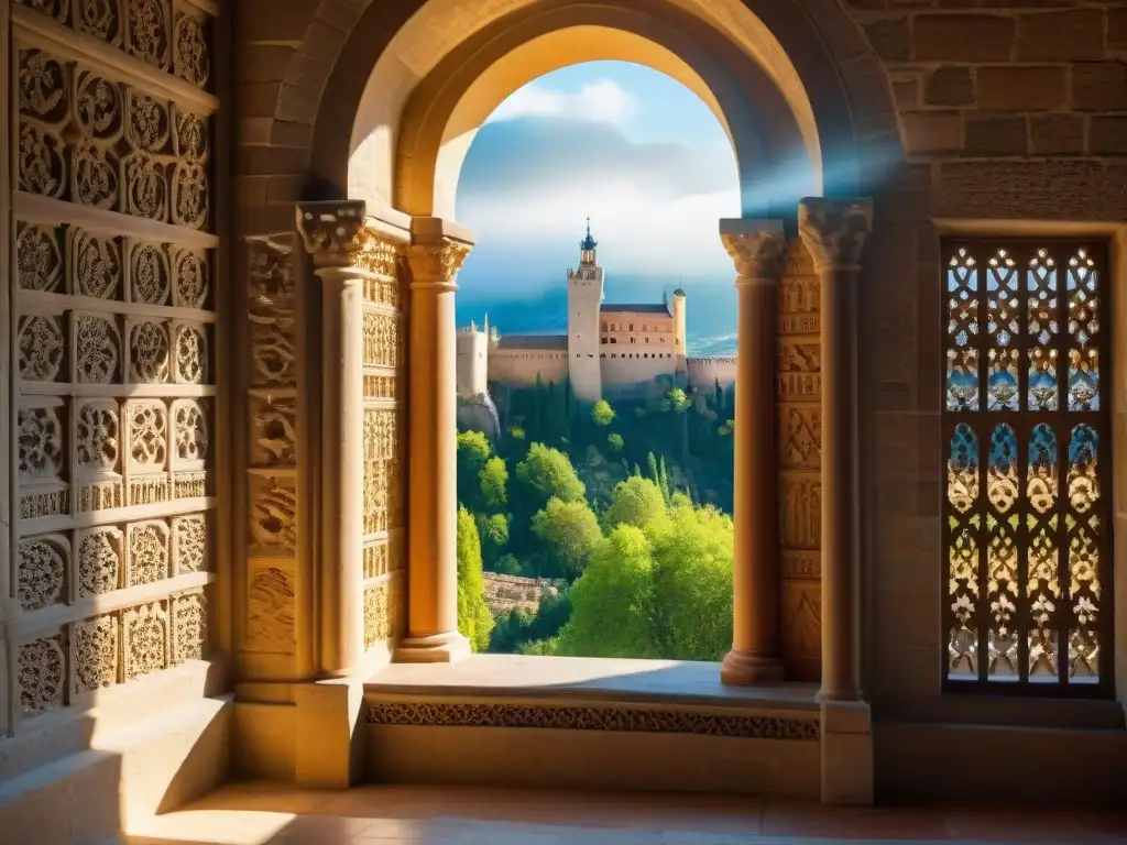 Arte en piedra: Detalles del Alcázar de Segovia La luz del sol resalta los intrincados grabados en piedra del Alcázar de Segovia, inspirando poemas