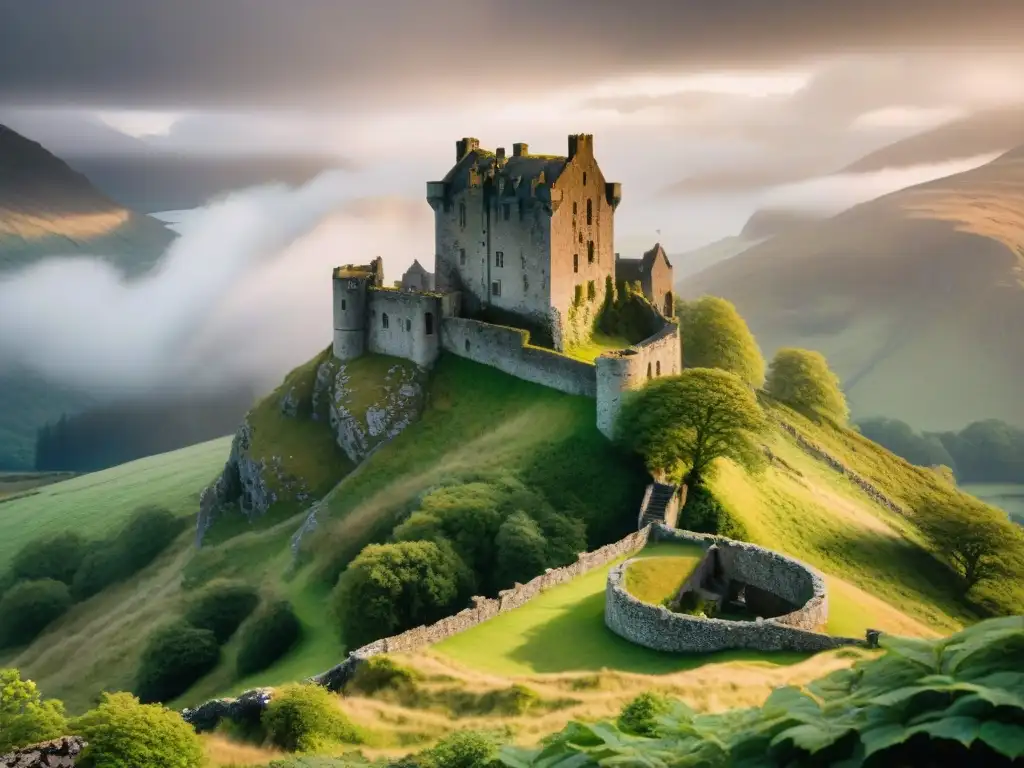 Ruinas misteriosas: castillo abandonado en las Tierras Altas de Escocia La majestuosidad de un castillo abandonado en Escocia se revela entre la niebla, versos de piedra y misterio