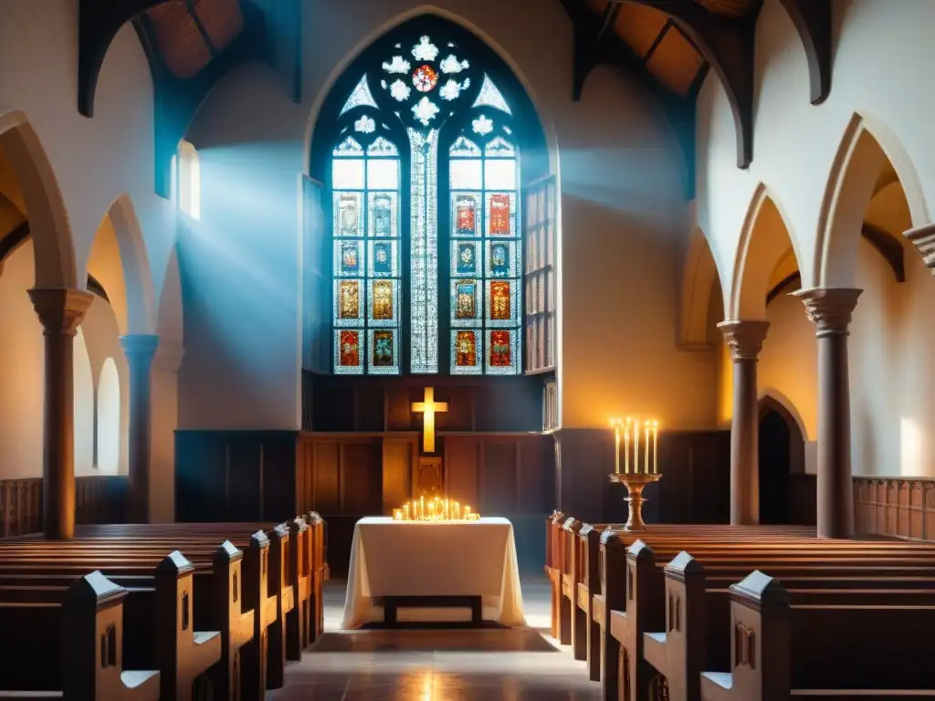 Capilla medieval: luz, fe y serenidad en un castillo histórico La majestuosidad del papel de la capilla en castillo: detallados vitrales, luz de velas y paz espiritual