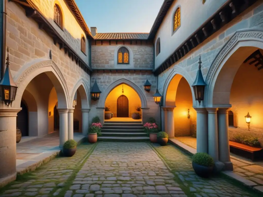 Un majestuoso castillo medieval con detalles arquitectónicos influenciados por la caballería