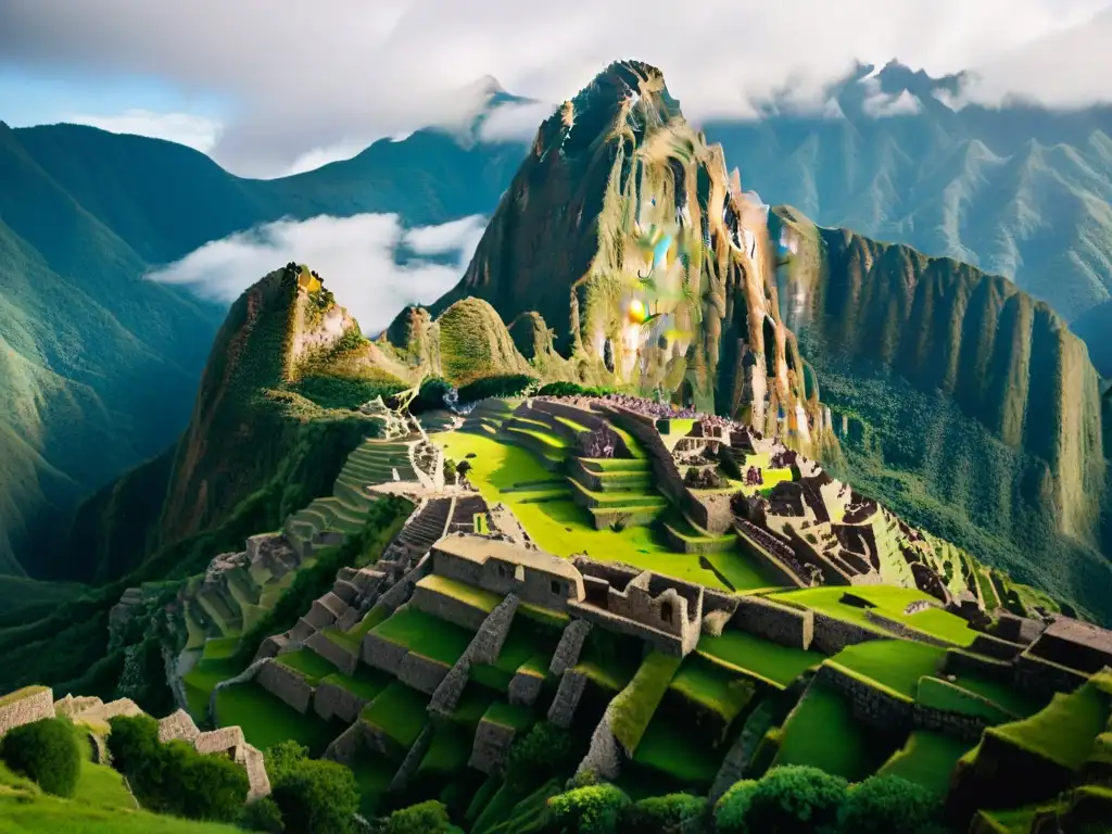Fortaleza Inca: Misterio y Tesoros en los Andes Explora la misteriosa fortaleza inca escondida en los Andes, rodeada de exuberante vegetación y neblina