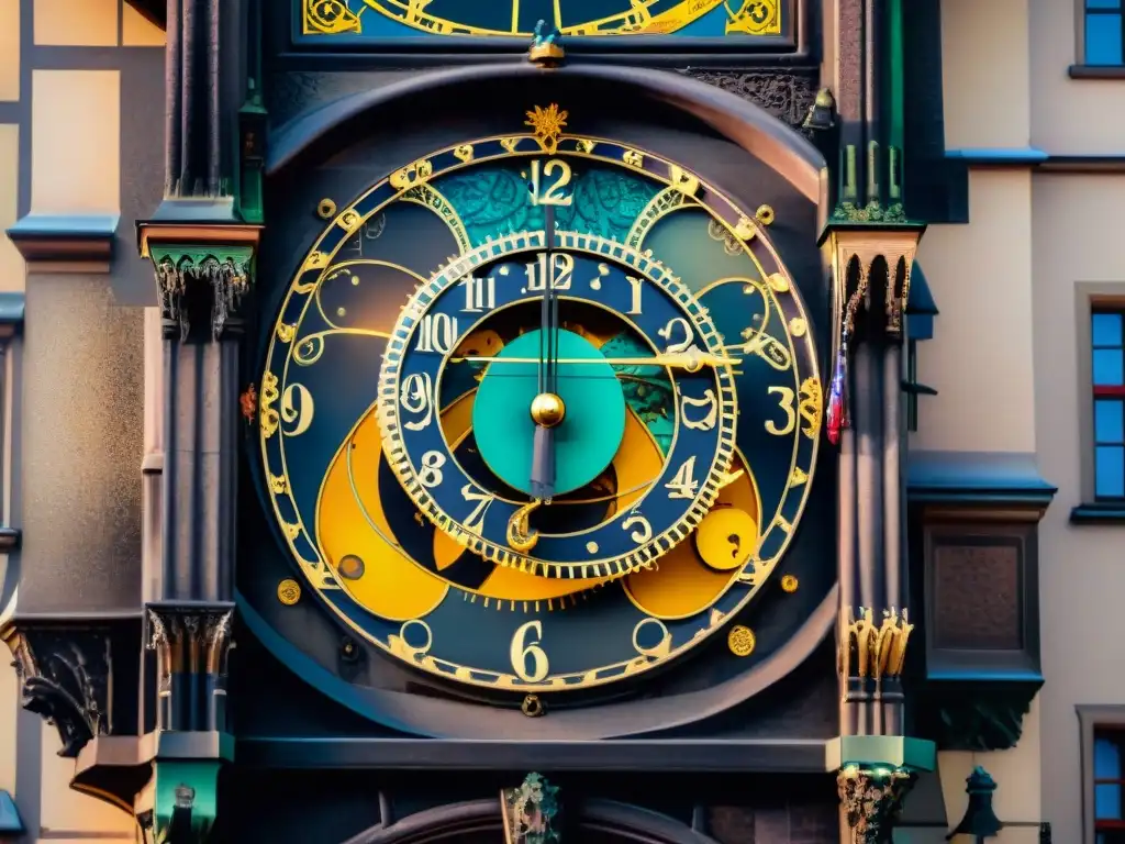 Reloj astronómico de Praga: detallada obra maestra medieval Misterioso reloj astronómico del Castillo de Praga, deslumbrante y cargado de historia medieval