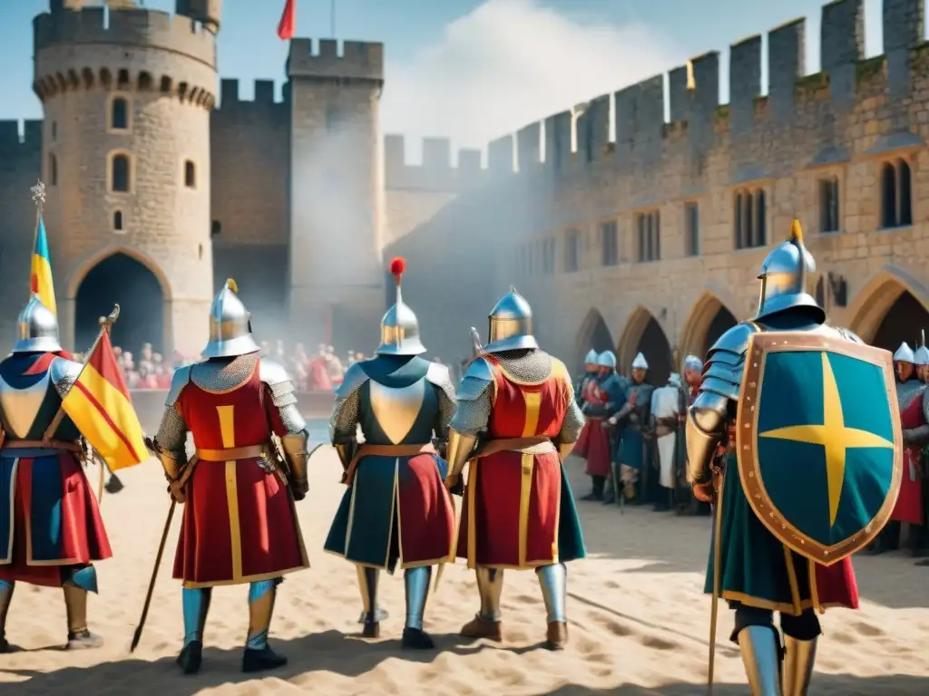 Torneo de justas medievales en majestuoso castillo Recreaciones históricas enigmáticas con jousting en majestuoso castillo medieval