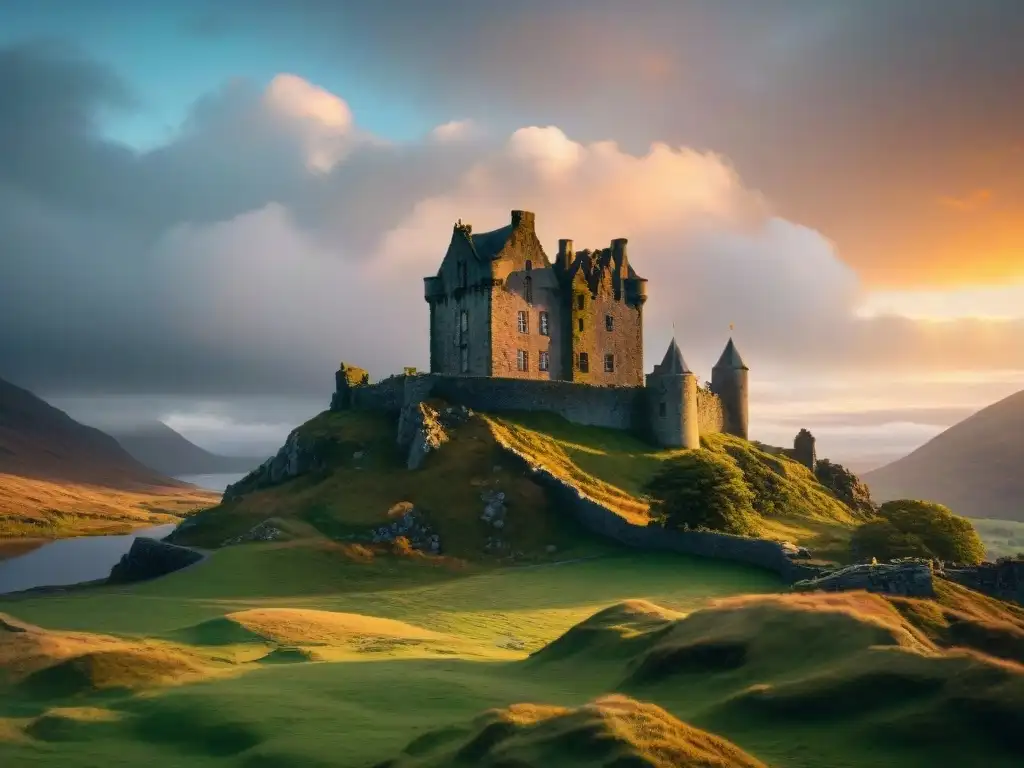 Ruinas de un castillo abandonado en las Highlands escocesas Ruinas mágicas de un castillo abandonado en las Tierras Altas de Escocia