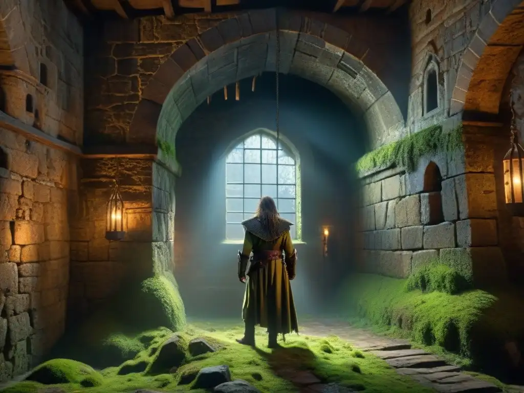 Mazmorra medieval: hierros siniestros, muros de piedra y penumbra Descubre los secretos oscuros de las antiguas mazmorras del castillo, donde yacen misterios olvidados entre las sombras
