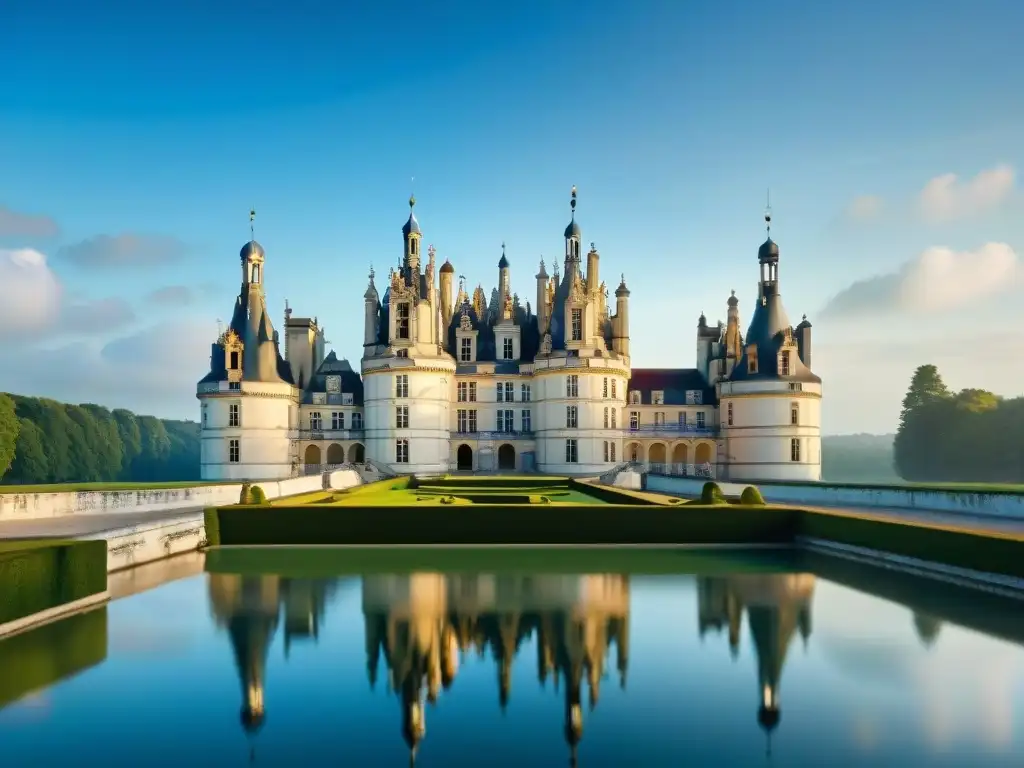 Tesoro escondido: majestuoso Château de Chambord con arquitectura renacentista, torres y jardines exuberantes en Francia