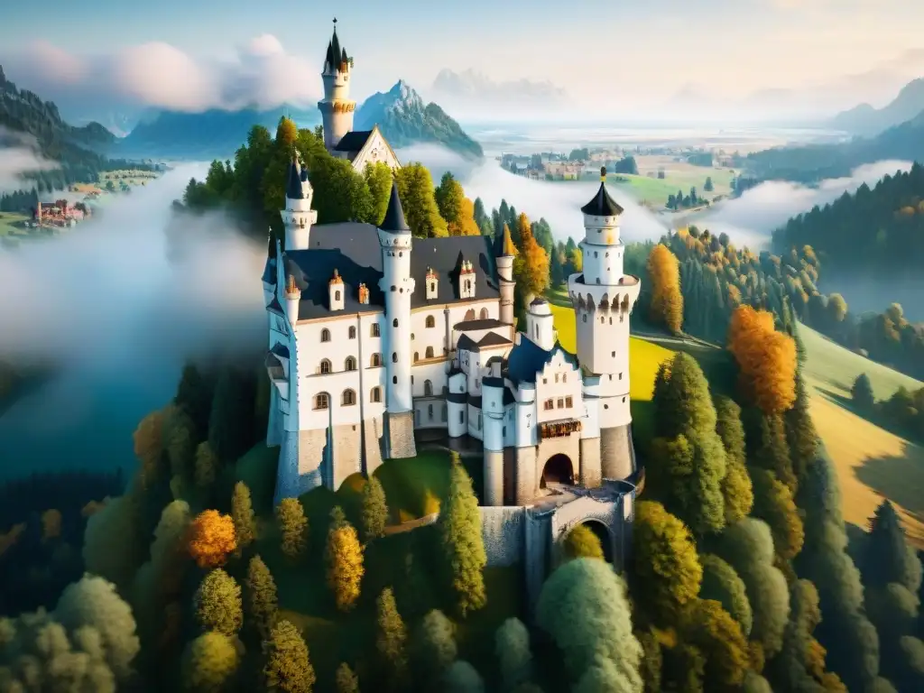 Explora la recreación en videojuegos del castillo Neuschwanstein con detalles ultrarrealistas