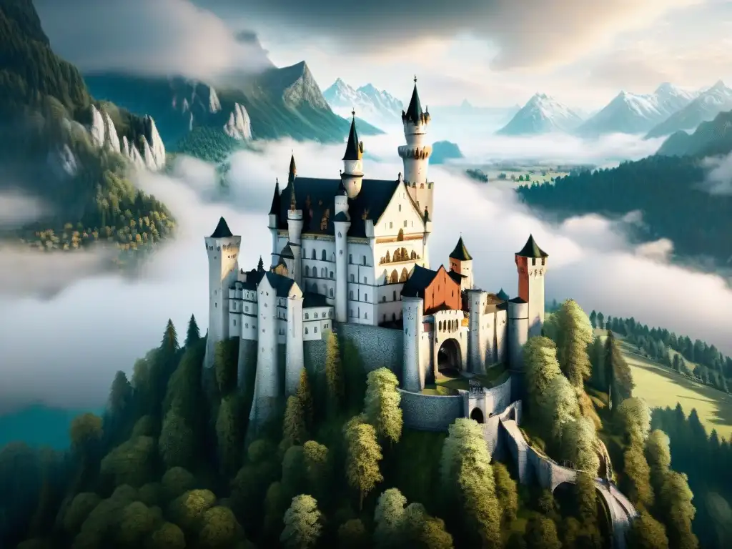 Recreación en videojuegos del Castillo Neuschwanstein en Skyrim: majestuosidad y detalle en castillos famosos