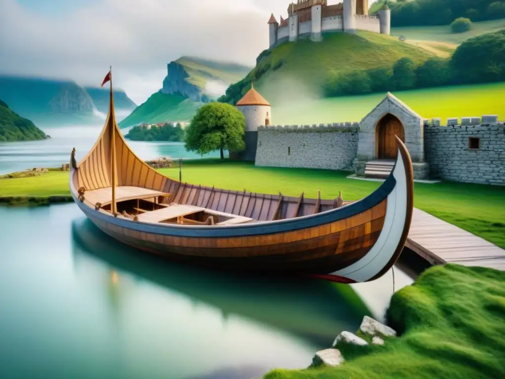 Vikingos y constructores medievales unen fuerzas en escena épica Vikingos y constructores medievales colaboran en la construcción de un castillo, intercambiando técnicas de construcción
