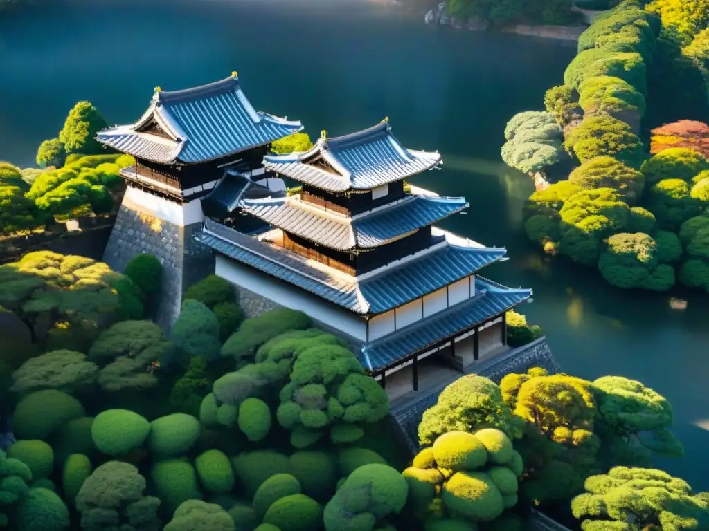 Vista aérea del Castillo de Himeji: historia y arquitectura samurái Vista aérea de Himeji Castle, destacando su estructura defensiva